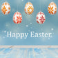 Light Blue Happy Easter Wood Floor Eggs Photography Backdrops