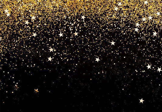 Black Gold Shiny Bokeh Stars Glitter Party Backdrop for Birthday Picture