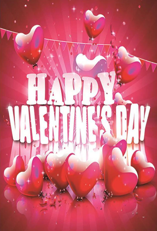 Red Hearts Photography Background For Happy Valentine's Day Backdrop
