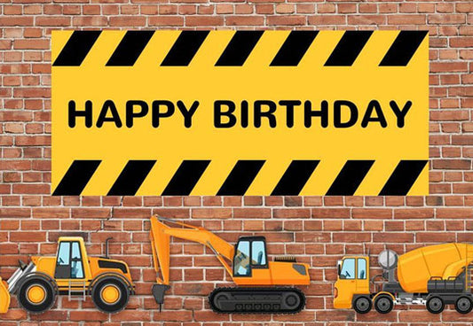 Happy Birthday Brick Wall Truck Backdrops for Boy