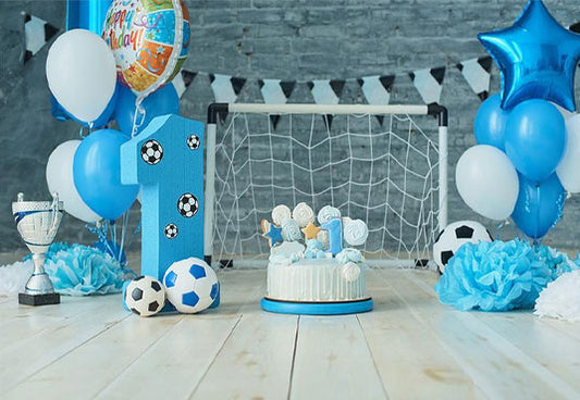 Blue Theme Boy 1st Birthday Backdrops Wood Photography for Party