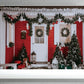 Red Wooden House Christmas Photography Prop Backdrops