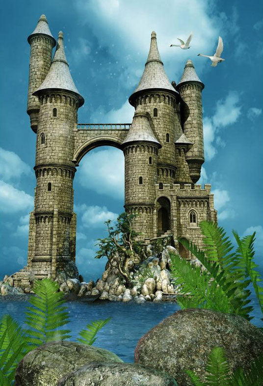 Big Castle in the Water Backdrop for Photography Background