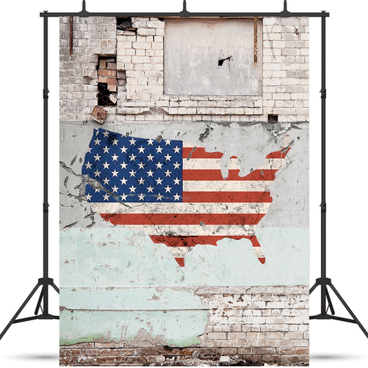 America Flag Over Cracking Wall Surface Backdrop SBH0176