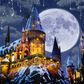 Night Hogwarts Castle Backdrop for Halloween Photography SBH0246