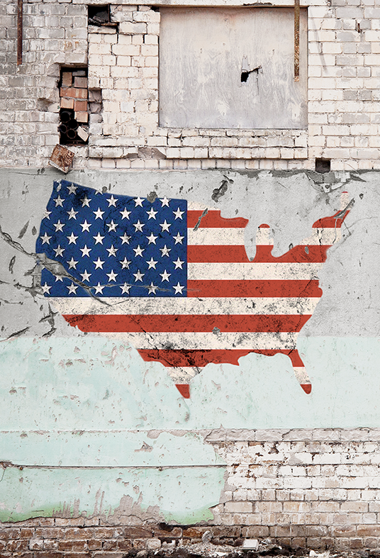 America Flag Over Cracking Wall Surface Backdrop SBH0176
