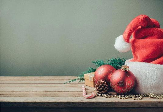 Christmas Red Bell Wood Floor Backdrops