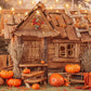 Pumpkin decoration Wooden House  Photography Backdrop for Thanksgiving