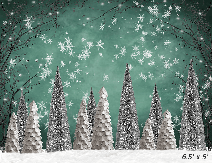 Sliver Christmas Tree With White Snow Backdrop for Photography SBH0281