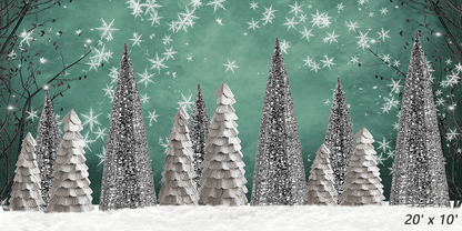 Sliver Christmas Tree With White Snow Backdrop for Photography SBH0281