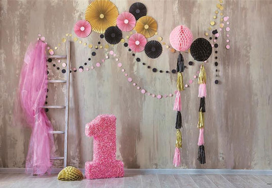 Pink Theme 1st Birthday Photography Prop Backdrops