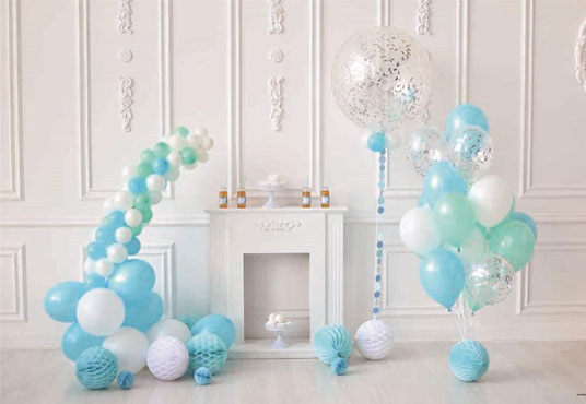 Blue Balloon Birthday Baby Show Photo Backdrops