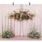 Wedding Bridal Shower Pink Curtain Green Grass Backdrop for Ceremony Party Photography