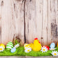 Wooden Wall Grass Happy Easter Backdrop for Photo