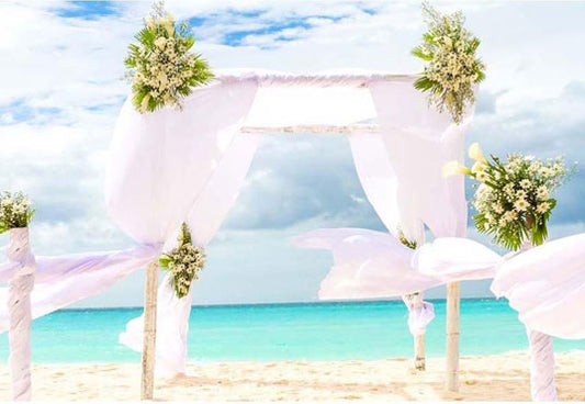 Wedding Seaside Beauty White Flowing Curtain Backdrop for Summer Sea Photography