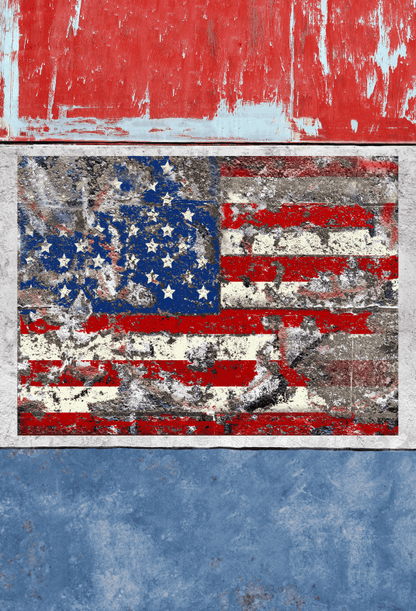 America Flag On Broken Wall Photography Backdrop SBH0171