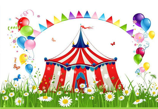Spring Circus Carnival Balloon Birthday Backdrop