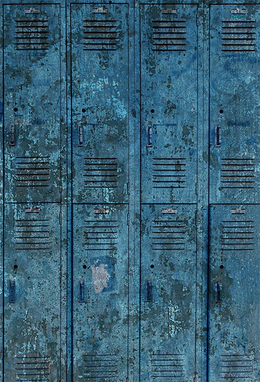Messed Up Dark Blue Gym Lockers Backdrop for Sports Photography SBH0237