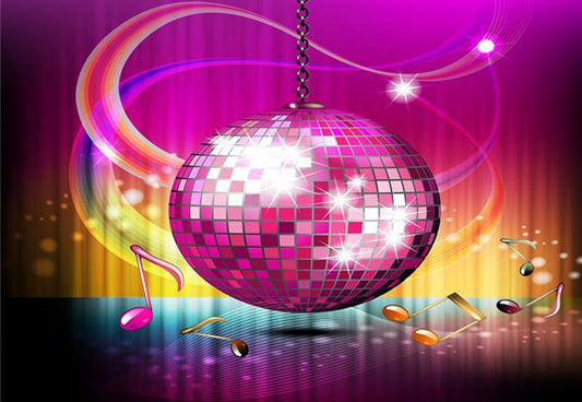 Vintage Music Disco Photo Booth Backdrop for Party
