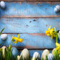Blue Vintage Wood Easter Daffodil Backdrops for Party