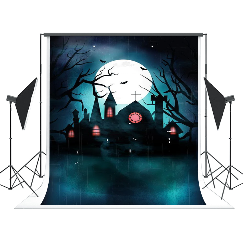 Black Castle Night of Halloween Photography Backdrops