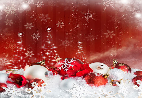 Christmas Snowflake Photo Backdrop Red Background