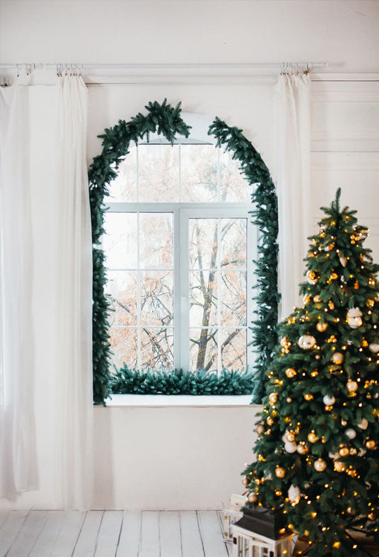 Christmas Tree Window Photo Backdrop for Studio
