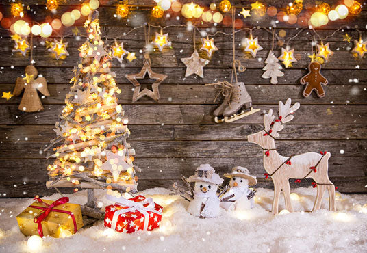 Christmas Tree Gift Photo Backdrop Light Star Background