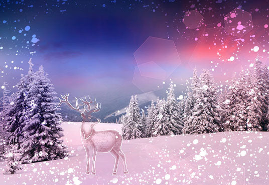 Christmas Snowflake Deer Forest Photography Backdrop