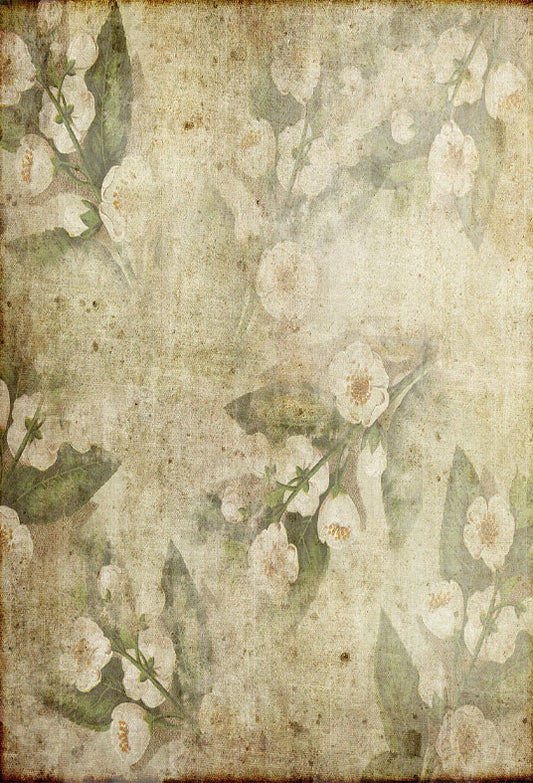 White Flowers Vintage Photography Backdrops for Studio Prop