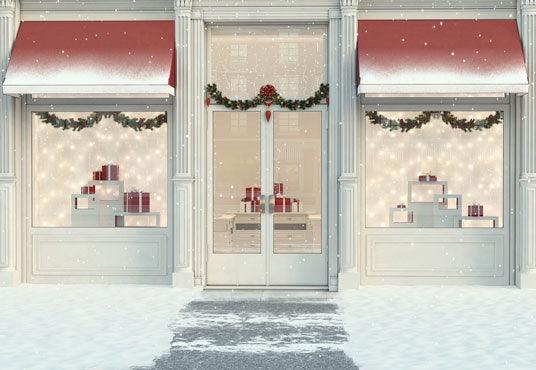 Christmas Gift Shop Winter Snow Backdrops for Party