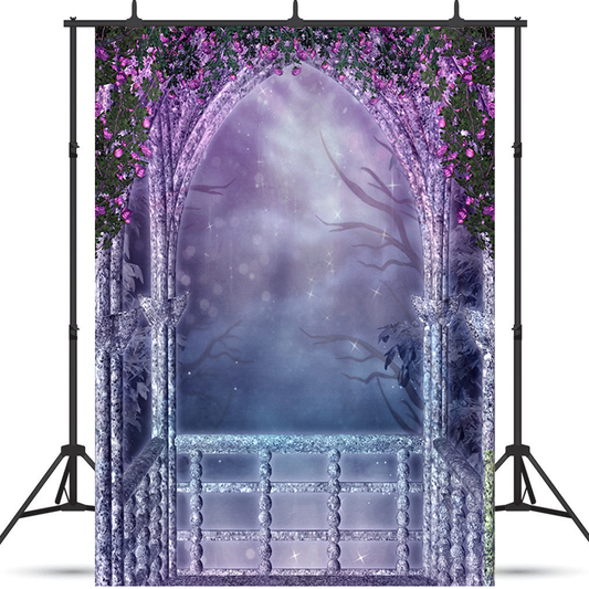 Fantasy Balcony With Pink Rose Photography Backdrop SBH0260