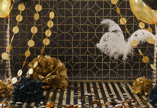 Gold and Black Baby Show Birthday Backdrops for Party