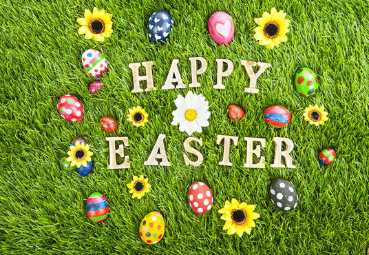 Happy Easter Green Spring Grass Photo Backdrop for Picture