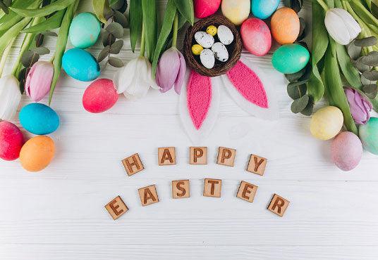 Happy Easter White Wood Eggs Photography Backdrop