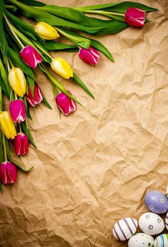 Easter Eggs And Flower Decoration Backdrop For Photography Backdrop