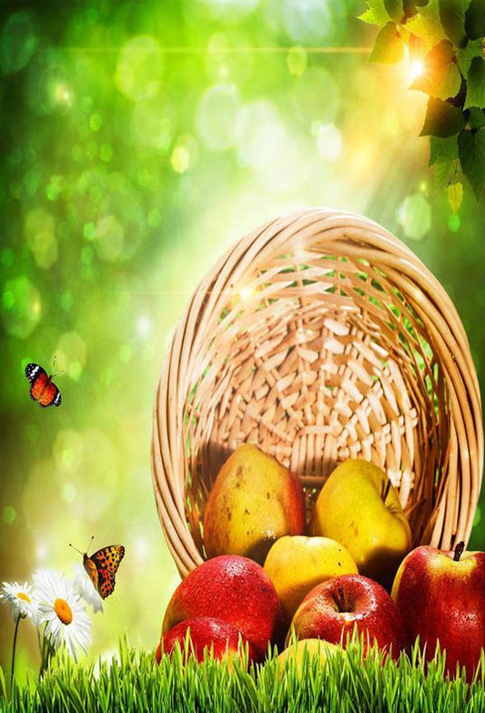 Bokeh Easter Backdrop Red Apples On The Basket Photography Background