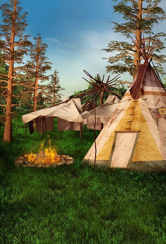 Fire Camping Tent Backdrop Summer Forest Photograph Background