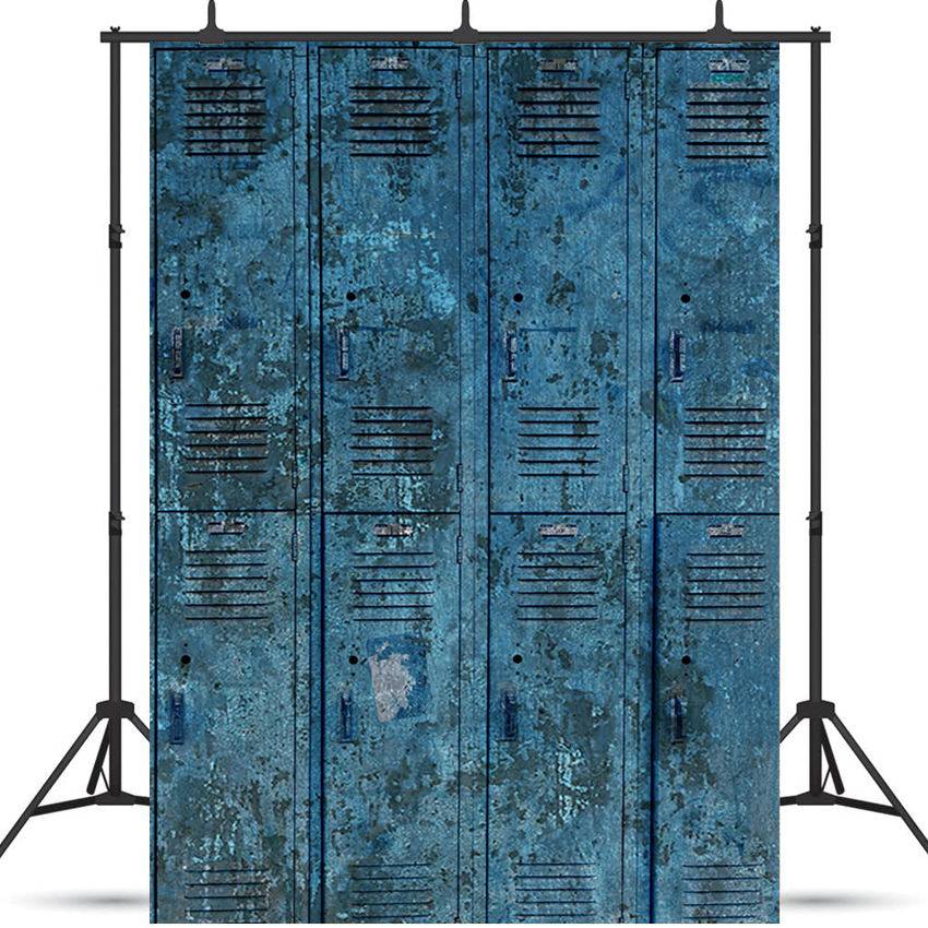 Messed Up Dark Blue Gym Lockers Backdrop for Sports Photography SBH0237