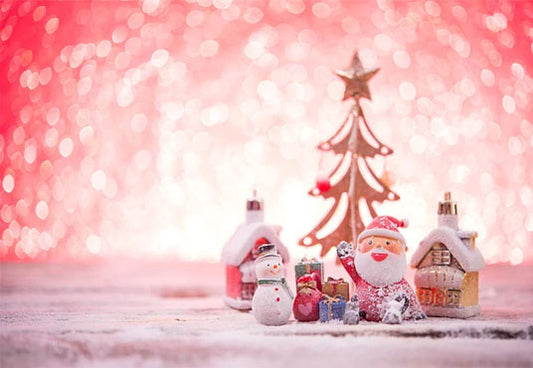 Red Bokeh Christmas Snowman Photography Backdrops for Picture