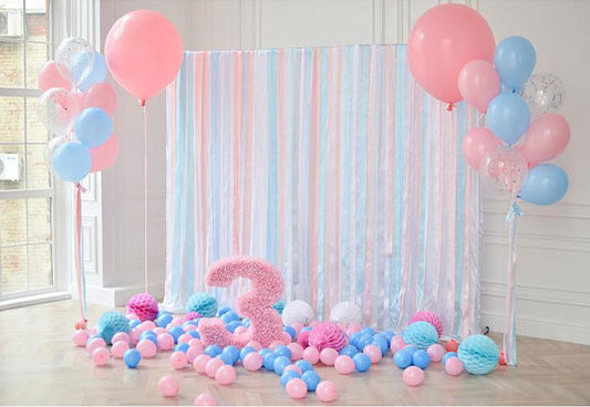 Colorful Balloons Photography Backdrop For Celebrate Baby 3st Birthday