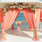 Beautiful Orange Curtain Pavilion Floral Decoration Backdrop for Seaside Wedding Ceremony Photography