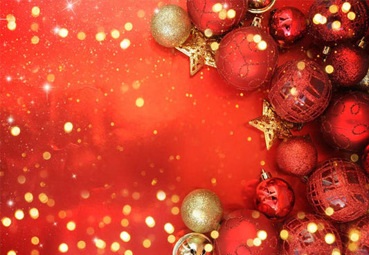 Red Glitter Gold Bell Christmas Photography Backdrops