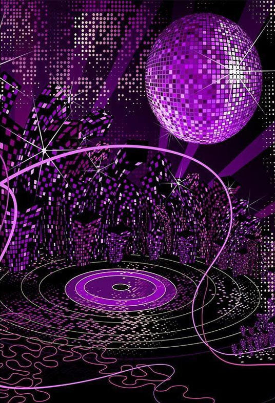 Stage Purple Glitter Ball Backdrops Dreamlike Universe Photography Background