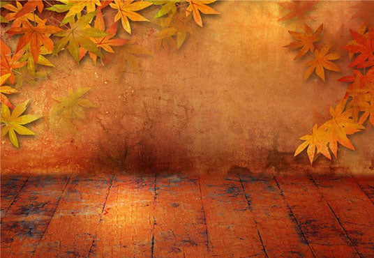 Autumn Wood Floor Maple Leaves Backdrops