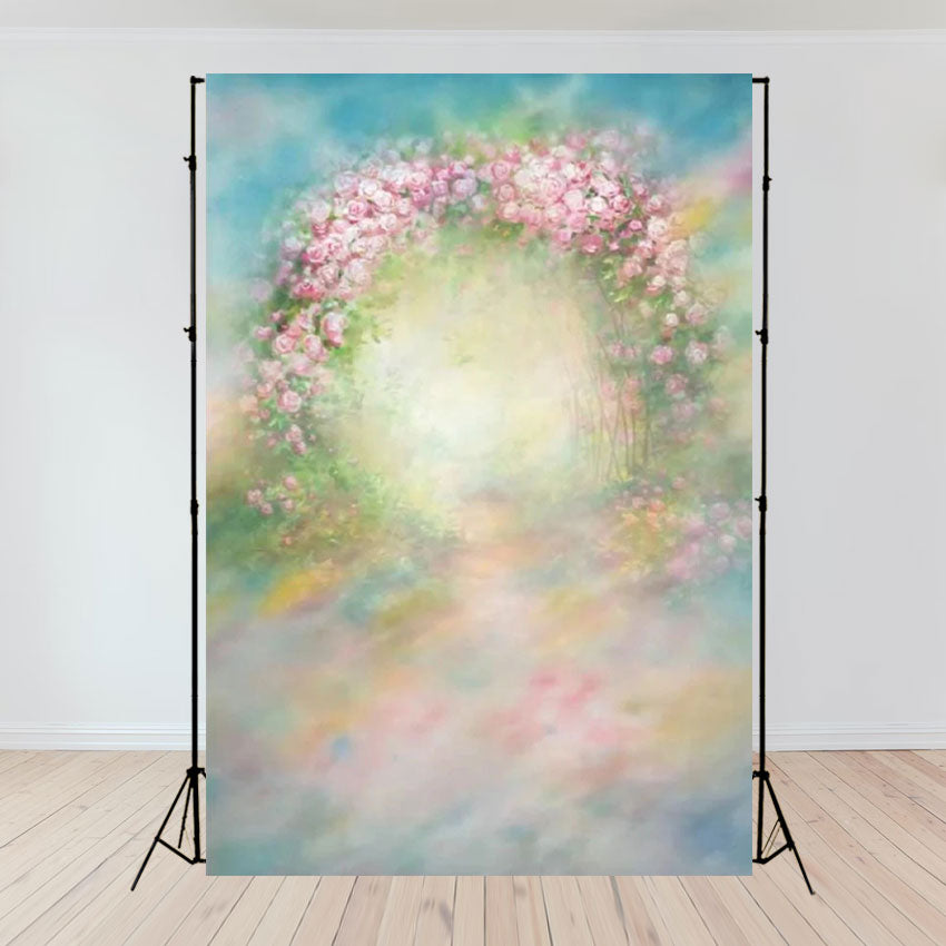 Pink Abstract Flowers Door Wedding Backdrops for Birthday
