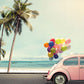 Seaside Car Balloon Backdrop For Summer Holiday Scenery Photography