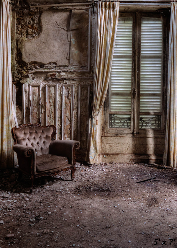 Abandoned Room Brown Armchair Photography Backdrop SBH0294