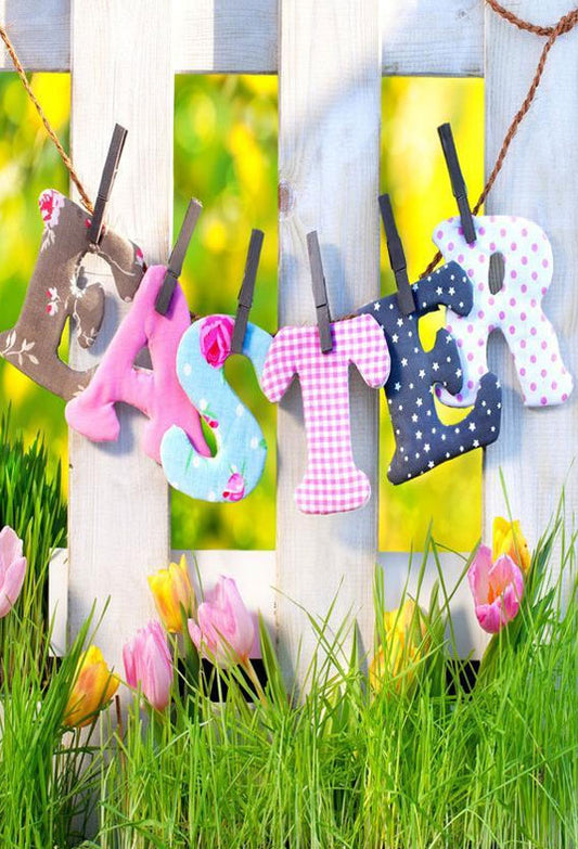 Easter Festival Green Grass and Flower Backdrop For Photography Background