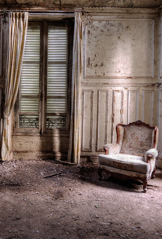Abandoned Room White Armchair Photography Backdrop SBH0295